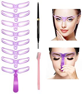 Photo 1 of 1 Pack Eyebrow Stencils & Eyebrow Pencil,12 Eyebrow Shaper Kit,Reusable Eyebrow Template with Strap&Eyebrow Razor, Washable,for Beginners and Professionals