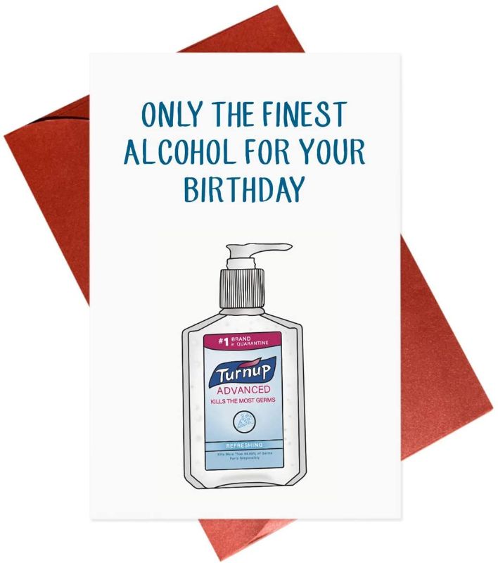 Photo 2 of 2 Pack Alcohol Quarantine Card,Social Distancing Cards,Funny Birthday Card for Him Her Friend
