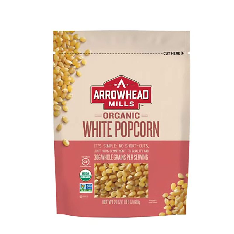 Photo 1 of Arrowhead Mills 24 Bag of Organic Kernels, White Popcorn, 144 Oz (Pack of 6)