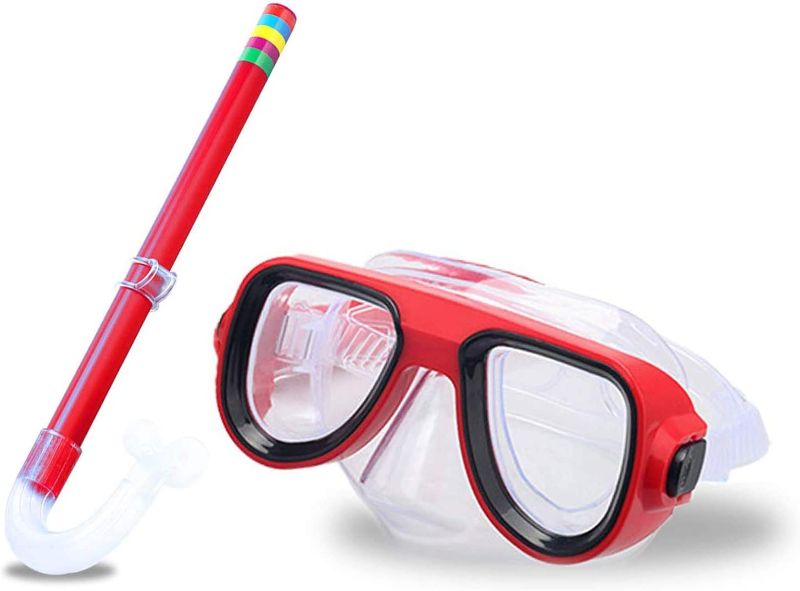 Photo 1 of Kids Snorkel Set Junior Snorkeling Gear Kids Silicone Scuba Diving Snorkeling Glasses Set Snorkel Equipment for Boys and Girls Age from 4-8 Years Old (RED)