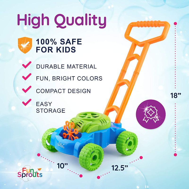 Photo 1 of Bubble Mower for Toddlers - Bubble Mower - Lawn Mower Bubble Machine for Kids - Musical Push Toy & Bubbles Machine - Indoor & Outdoor Pretend Play Bubble Maker