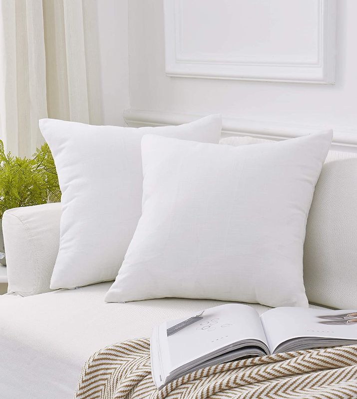 Photo 1 of Decorative Throw Pillow Covers Cushion for Sofa Bed Couch Living Room, Pillow Sham Pillowcase, Set of 2 (White, 20" x 20")