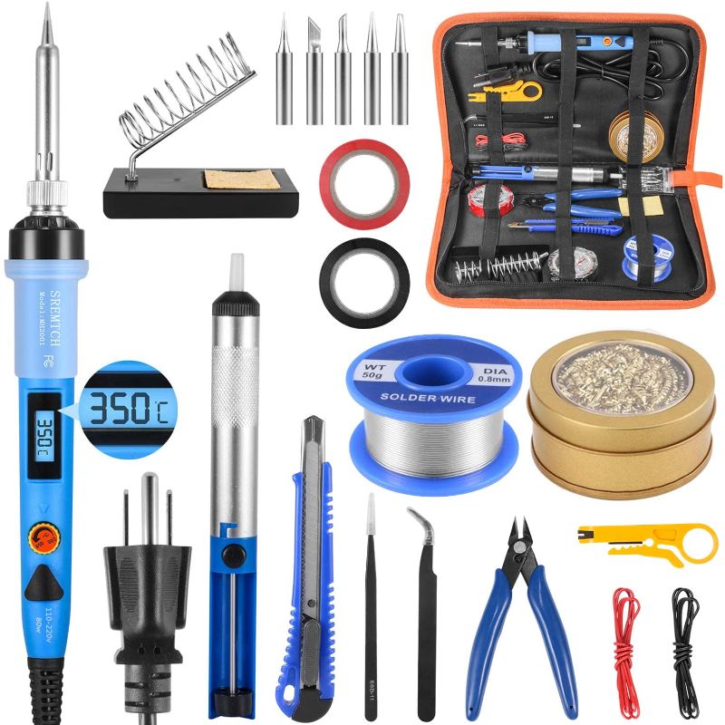 Photo 1 of Electronics Soldering Iron Kit, SREMTCH 80W LCD Digital Soldering Gun with Adjustable Temperature Controlled and Fast Heating Ceramic Thermostatic Design, ON-Off Switch 20pcs Solder Kit Welding Tool