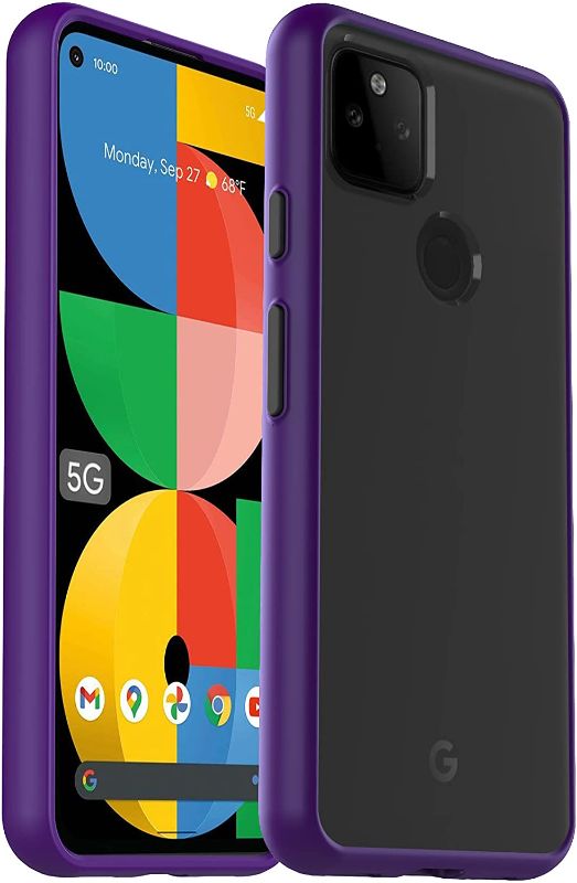Photo 1 of Ferilinso Anti-Fingerprint Designed for Google Pixel 5a 5G Case, [Translucent Matte Hard PC Back with Flexible Frame] [Shock Absorbing&Scratch Resistant] [10X Anti-Yellowing]-PurpleCover