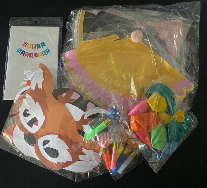 Photo 1 of Birthday Party Set -Banner,Hats,Eye Masks,Blow Whistles and Balloons