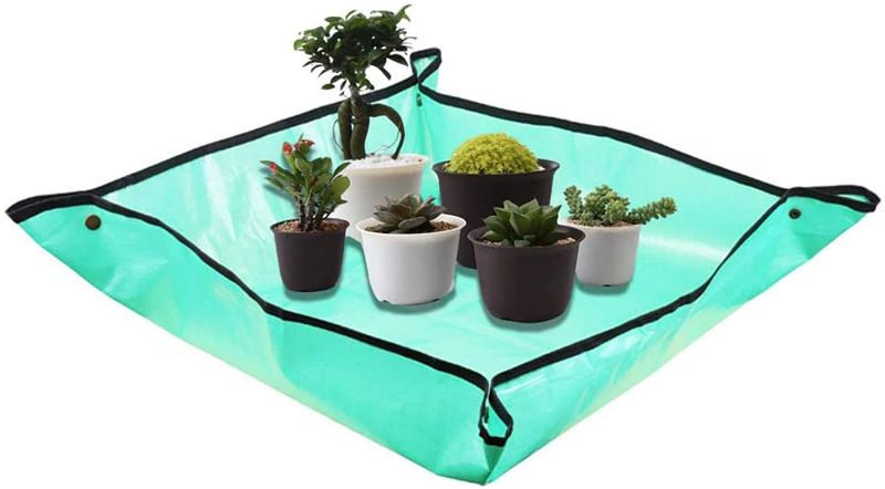 Photo 1 of 2PCS Plant Transplanting Repotting Mat Foldable Garden Work Cloth Waterproof Thicken Gardening Mat Change Soil Watering Pads for Indoor Bonsai Succulents Plant(39.3 inch)