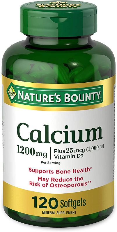 Photo 1 of Calcium Carbonate & Vitamin D by Nature's Bounty, Supports Immune Health & Bone Health, 1200mg Calcium & 1000IU Vitamin D3, 120 Softgels