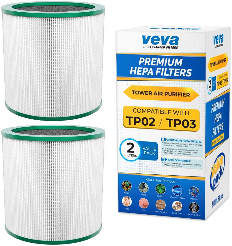 Photo 1 of .VEVA HEPA Filter Replacement 2 Pack - Premium Air Purifier Filters, Compatible w/ Dyson Pure Cool Link Models TP01, TP02, TP03 & BP01