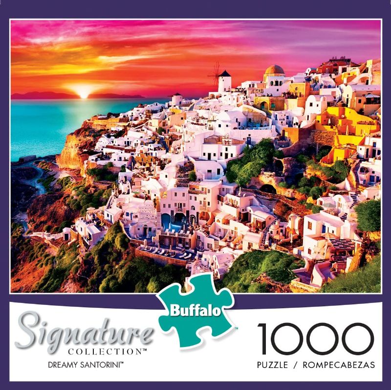 Photo 1 of Buffalo Games - Signature Collection - Dreamy Santorini - 1000 Piece Jigsaw Puzzle Orange,white,brown,green, 26.75"L X 19.75"W