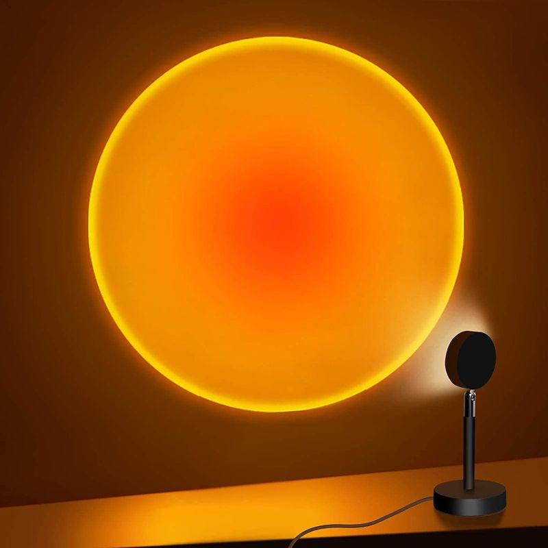 Photo 1 of T P Sunset Projection Lamp Led with 180° Rotatable, Romantic Visual Led Lamp Desk Table or Floor Lamp Night Light for Living Room USB Charging Modern Background Wall Deration Gift(Sunset Red)