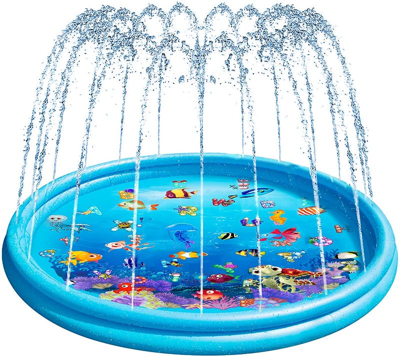 Photo 1 of Sinceroduct Sprinkler for Kids Splash Pad - Combination of Shallow Water Swimming Pool and Sprinkler with 25% Thickened Material, Wading Pool 2 pack 
 