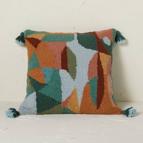 Photo 1 of Abstract Punch Needle Square Throw Pillow Multi - Opalhouse™ designed with Jungalow™
