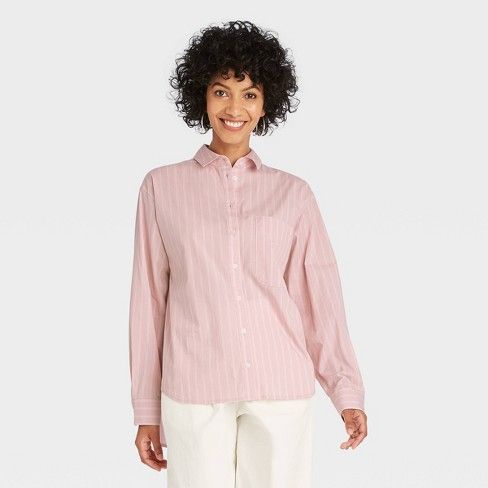 Photo 1 of Women's Long Sleeve Button-Down Boyfriend Shirt - A New Day™ S
