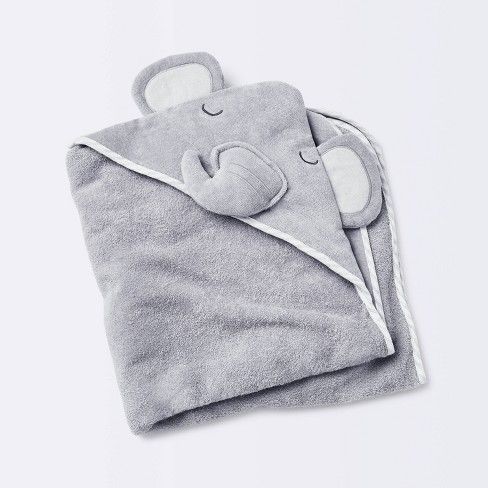 Photo 1 of Baby Elephant Hooded Towel - Cloud Island™ Gray 30"x30"
