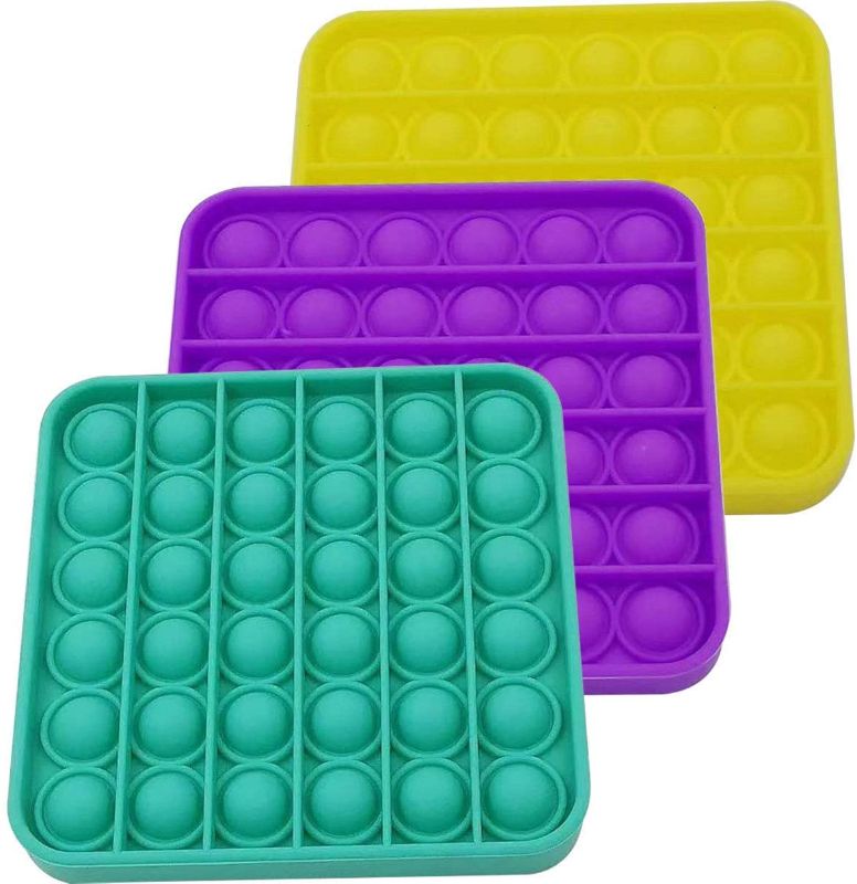 Photo 1 of KNSAFER Fidget Toys - ASMR Silicone Bubble Sensory Toy w/ Satisfying Popping Sound. Fidget w/ 3 Shapes for Stress & Anxiety Relief, Autism. ADHD Fidget Toys for Adults & Kids - 3-Pack - Square Style
