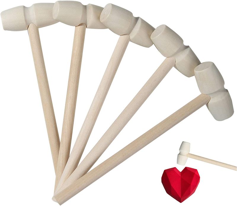 Photo 1 of 40 Pieces Mini Wooden Hammers Mallets Gavel Toy for Kids, Cute Breakable Heart Hammers for Chocolate
