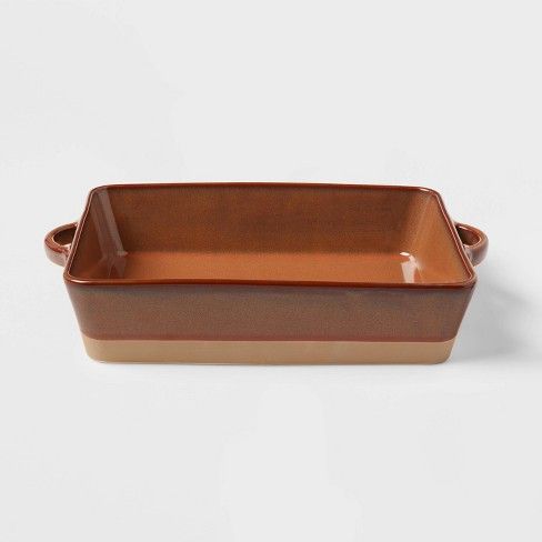 Photo 1 of 13" x 8" Stoneware Casserole Baking Dish Orange - Threshold
