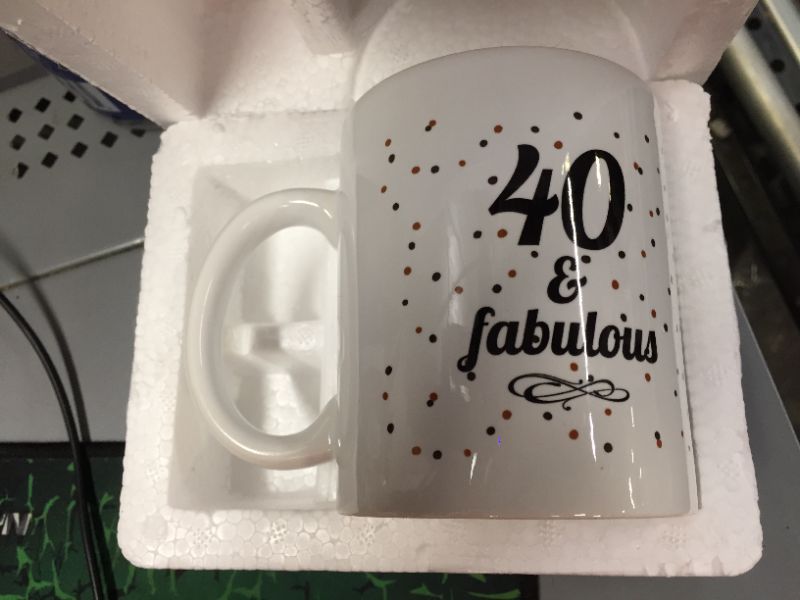 Photo 2 of 40th Birthday Gifts for Women Mugs - 40 and Fabulous Coffee Mug 1980 Birthday Decorations - 11 oz 40th Bday Gifts for Mom, Her, Sister, Best Friends, Girlfriend, Wifey, Daughter, Female
