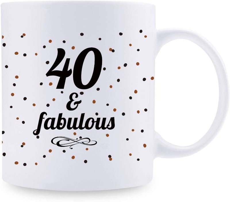 Photo 1 of 40th Birthday Gifts for Women Mugs - 40 and Fabulous Coffee Mug 1980 Birthday Decorations - 11 oz 40th Bday Gifts for Mom, Her, Sister, Best Friends, Girlfriend, Wifey, Daughter, Female
