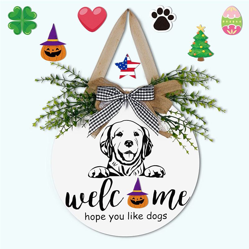 Photo 1 of AerWo Interchangeable Seasonal Welcome Sign for Front Door Decor 2PK
