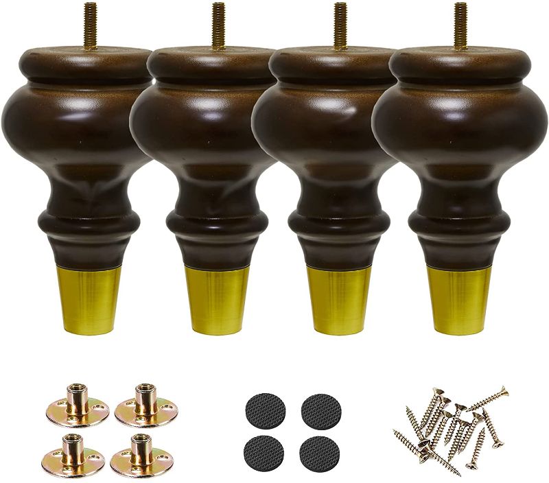 Photo 1 of Solid Wood Furniture Legs Sets of 4, Sofa Legs for Furniture, 6 Inch Couch Legs, Mid Century Desk Legs, Replacement Legs for Couch Dresser Sideboard Recliner Circle Chair