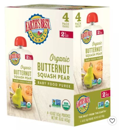 Photo 1 of 4 BOXES Earth's Best Organic Stage 2 Butternut Squash Pear Baby Food - 4 PACK PER PBOX  EXP 09/2021 
