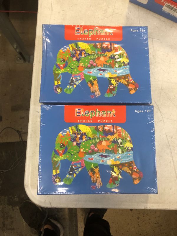 Photo 1 of 2 PACK ELEPHANT SHAPED PUZZLE 200 PIECE 