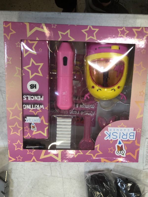 Photo 1 of BriskLearner Electric Pencil Sharpener for Kids - Pencil Sharpener Battery Powered & Battery Operated - Includes Electric Eraser, 12 Pink Pencils, Extra Blade
