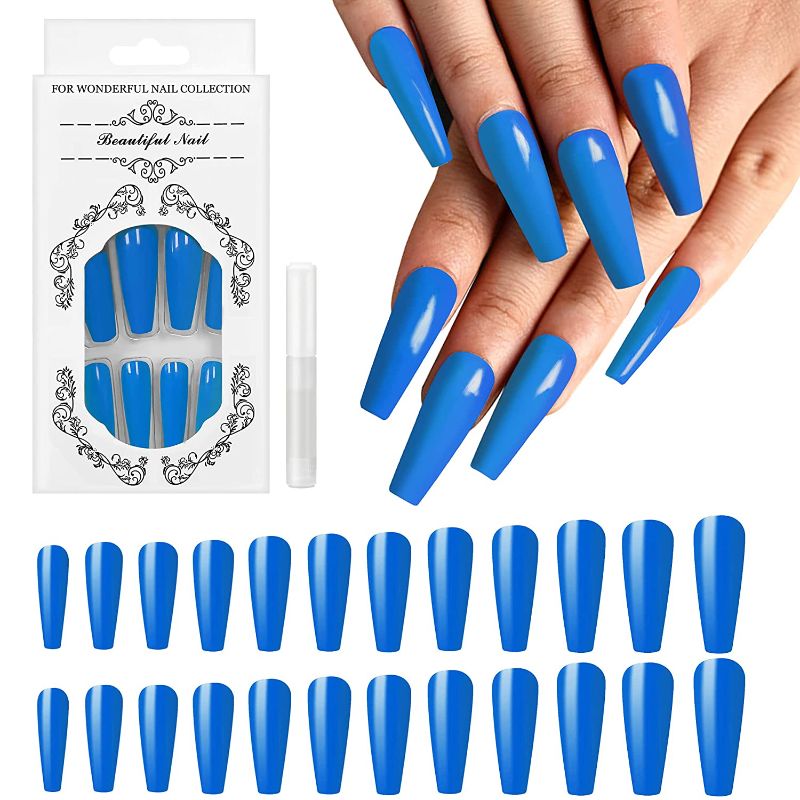 Photo 1 of 2 PACKS OF Alinice 24 Pcs Coffin Press on Nails, Extra Long Fake Nails Glue on Nails, False Nails with Glue for Women and Girls
ONE BLUE AND ONE GRAY 