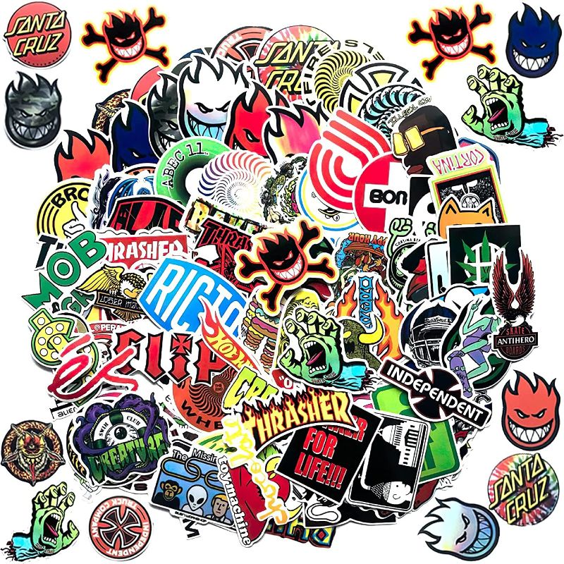 Photo 1 of 100 Cool Skateboard Fashion Stickers for Suitcase Skateboard Laptop Luggage Fridge Phone Car Styling Decal Waterproof
