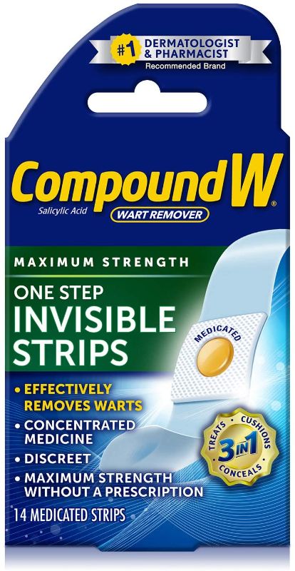 Photo 2 of 2 PACK Compound W Maximum Strength One Step Invisible Wart Remover Strips, 14 Count
