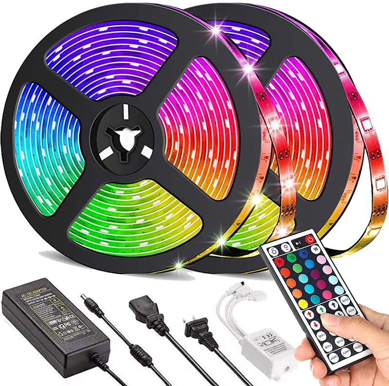 Photo 1 of LED Strip Light, LED Light Stripwith 44 Keys Remote Control, 20 Colors Changing SMD 5050 W, RGB LED Strip Lights for Bedroom, TV, Bar, Kitchen,Party,Gift for Christmas 2 rolls