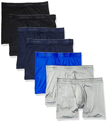 Photo 1 of Calvin Klein Men's Microfiber Stretch Multipack Boxer Briefs, 2 BLACK, 1 COBALT WATER, 2 BLUE SHADOW, 2 MEDIUM GREY, Large