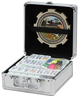 Photo 1 of Double 15 Numeral Pro Size Mexican Train & Chicken Domino Set in Aluminum Case
