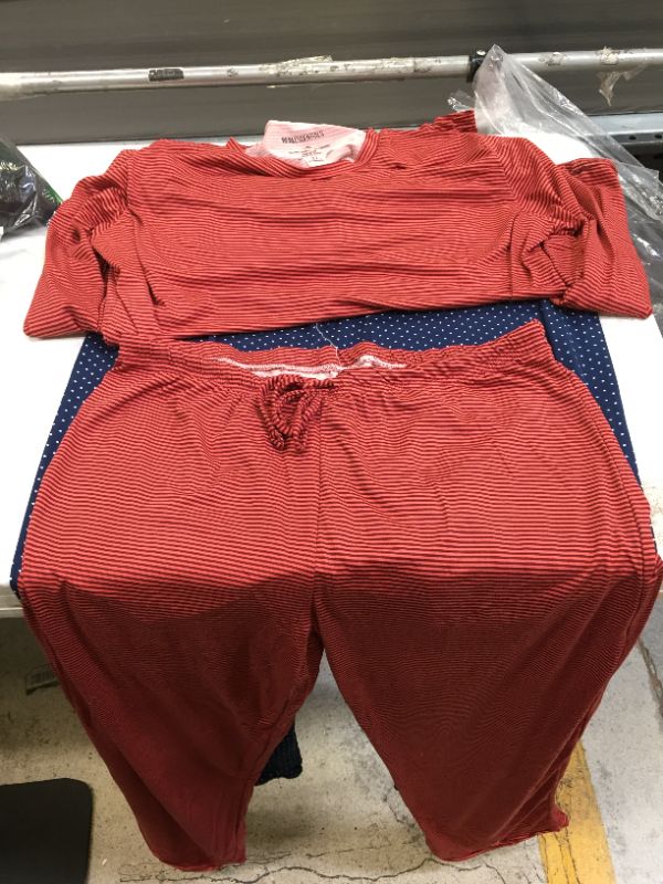 Photo 1 of 3 PACK OF PAJAMA SET BLUE AND RED PANTS AND A RED TOP L;ONG SLEEVE LARGE 