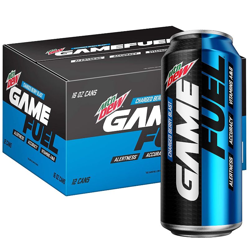 Photo 1 of 2 CASES  Mountain Dew Game Fuel, Charged Berry Blast, 16 Fl Oz. Cans (12 Pack) BEST BY 08 NOV 2021  24 TOTAL
