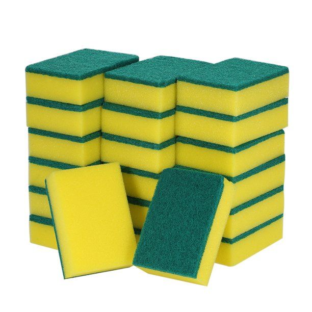 Photo 1 of 10 PACKS 20pcs Multi-purpose Double-faced Sponge Scouring Pads Dish Washing Scrub Sponge Removing Cleaning Scrubber Brush for Kitchen Garage Bathroom 200 TOTAL 