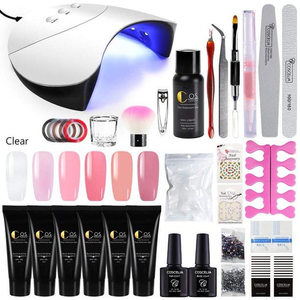 Photo 1 of 10 COUNT COSCELIA Poly Nail Gel Kit with 36W LED Nail Lamp Nail Extension Gel Professional Nail Technician All-in-One French Kit  NO COLORS-SOME THINGS PICTURED MAY NOT BE IN KIT. IT IS STILL A FULL KIT
