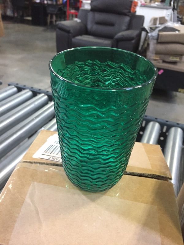 Photo 1 of 2 BOXES OPALHOUSE TALL PLASTIC TEXTURED TUMBLER 16oz GREEN 4 PER BOX