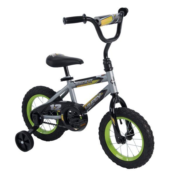 Photo 1 of Huffy 12 Inch Rock It Boy's Sidewalk Bike, Silver Matte and Lime
