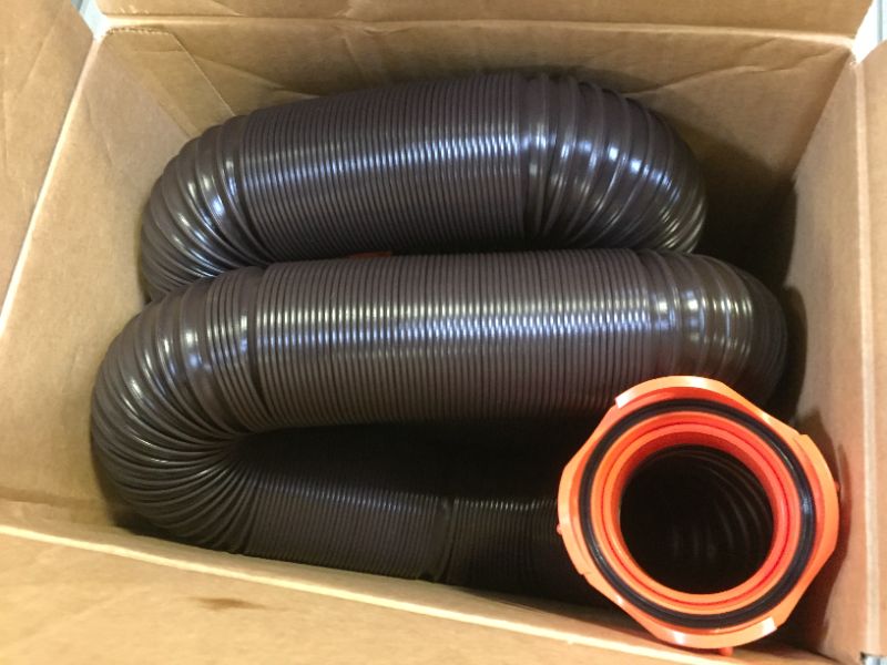 Photo 2 of 
Camco RhinoFLEX 15ft RV Sewer Hose Kit, Includes Swivel Fitting and Translucent Elbow with 4-In-1 Dump Station Fitting, Storage Caps Included, Frustration-Free Packaging (39770)
