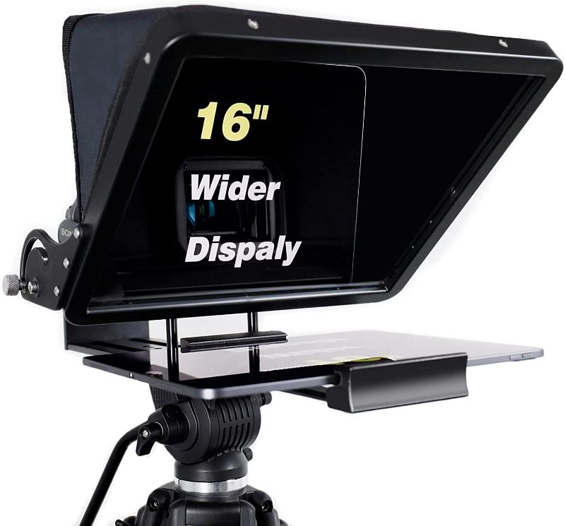 Photo 1 of 16 inch Large Teleprompter for All Tablet (Including 12.9-inch Tablet), 70/30 Beam Splitter Glass, Aluminum Body and a Packbag, Any Angle Adjustment, Used to Make Short Videos/Speeches
