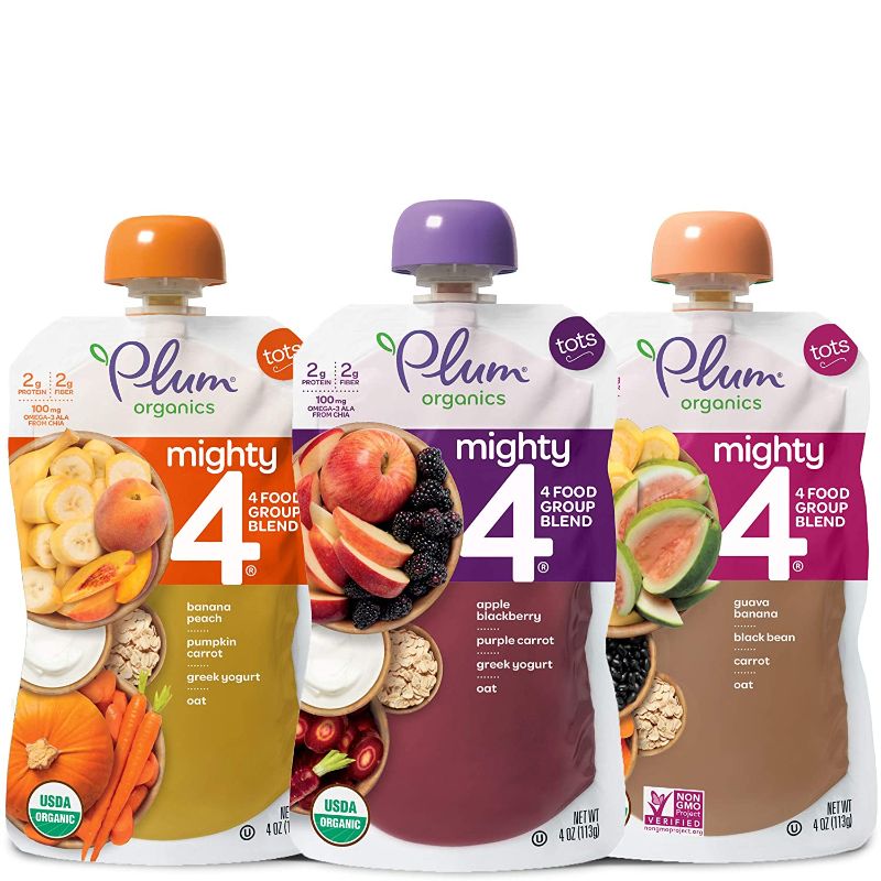Photo 1 of 2 BOXES OF  Plum Organics Mighty Veggie, Organic Toddler Food, Variety Pack, 4 ounce pouch, Pack of 18
EXP 12/26/2021