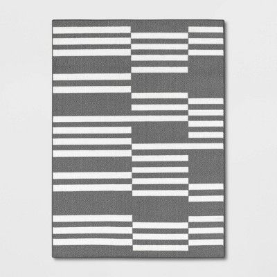 Photo 1 of 4'x6' Broken Striped Rug Gray - Room Essentials™ Dimensions (Overall): 66 Inches (L), 48 Inches (W)

