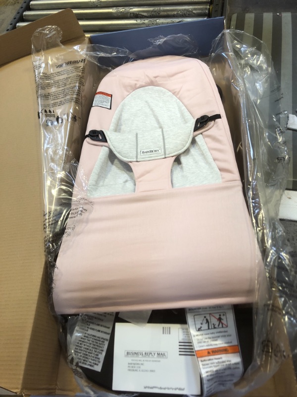 Photo 3 of BABYBJORN Bouncer Balance Soft - Light Pink/Gray, Jersey Cotton
