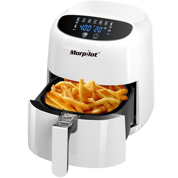 Photo 1 of Morpilot 4.5 Qt Air Fryer, Oilless Cooker Hot Airfryer Oven with LCD Digital Screen and Temperature Control, White
