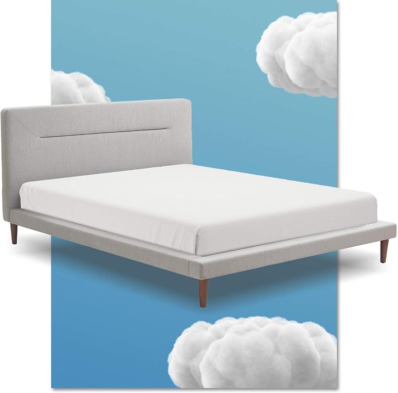 Photo 1 of BOX 2 OF 2 ----Serta Sierra Collection Upholstered Platform Bed, Low-Profile Design, Tufted Headboard, Soft Textured Fabric, Requires No Box Spring, Queen-Size, Gray Box Set (2 of 2) ------(does not include head rest) 
