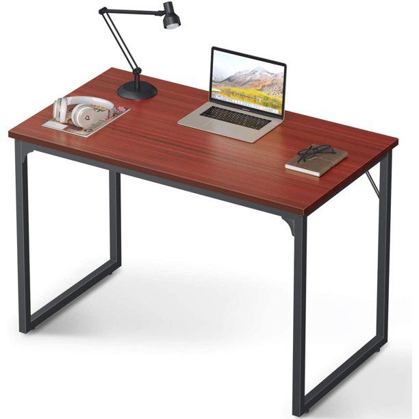 Photo 1 of Computer Desk 39", Modern Simple Style Desk for Home Office, Sturdy Writing Desk,Teak