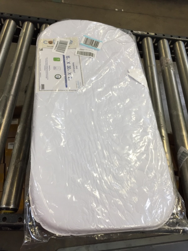 Photo 1 of Bassinet/Cradle Mattress by Colgate Mattress | Waterproof & Non-Toxic | GREENGUARD Gold Certified | 15" X 30" X 2" | Rounded Corners
