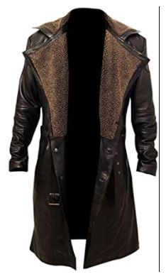 Photo 1 of Blade Runner 2049 Officer K Rayan Gosling Lapel Fur Collar Leather Trench Coat  XXL
